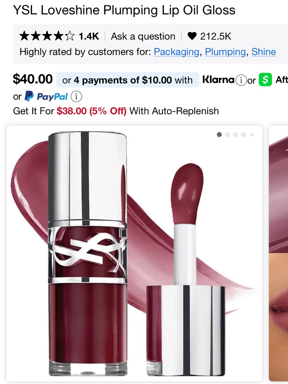 Yves Saint Laurent YSL Loveshine Plumping Lip Oil Gloss — Deep Plum BRAND NEW